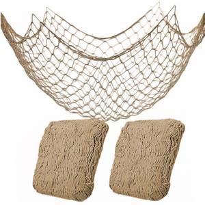 lot 4155 image: 2 Pack Fish Net Decorations for Party, Natural Cotton Hawaiian Table Runner Party Fishing Net Decorative, Nautical Themed Cotton Fishnet Under The Sea Pirate Ocean Beach Decor