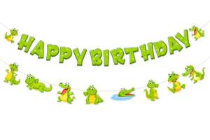 lot 4159 image: SHADOAMP Alligator Party Decorations Crocodile Happy Birthday Banner Alligator Themed Garland DIY Craft for Green Swamp Jungle Safari Reptile Themed Birthday Party Supplies Boy Man