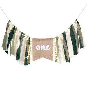 lot 4162 image: Nydotd 1st Birthday Highchair Banner Baby First Birthday Party Banner Decorations Wild Jungle Theme Safari One Year Birthday High Chair Banner Garland for Boy Baby Shower Supplies