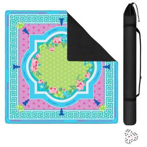 lot 4166 image: lajcyiwdnc Mahjong Mat with Black Carrying Bag, 31.5x31.5 Anti-Slip Noise Reduction Gaming Mat for Mahjong, Poker, Board Games, 3 Dice & Black Storage Bag