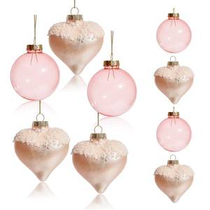 lot 4176 image: WDS WONDROUS Valentine Heart Ornaments Set of 9, Pearl Beaded Pink Ball Glass Decor with Gold Cap for Valentines Day, Christmas Tree, Wedding Party, Birthday Gift for Girlfriend Friends