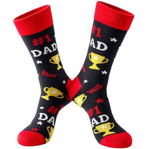 lot 4178 image: Funny Dad Socks Gift for Father��s Day, Best Dad Ever Novelty Mens Dress Socks, Seamless Cotton Crazy Socks for Dad