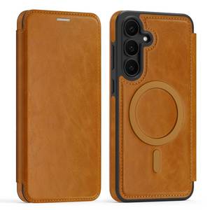 lot 4196 image: Lunivop Compatible with Samsung Galaxy S25 FE Case 2025 6.7  Flip Cover PU Leather RFID Blocking Card Holder Wallet ��Compatible with Magsafe�� Magnetic Phone Case for S25 FE (Brown)