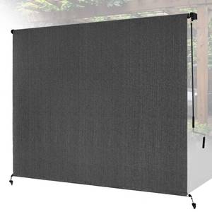 lot 5126 image: Breezombra 8W x 8H Gray Patio Shades Roll up Outdoor Roller Shade Crank Wand Blind Cordless, 90% UV Blocking & Privacy Protection for PorchGazeboPergolaBackyard (2 Splicing Tube, 1 Fabric)