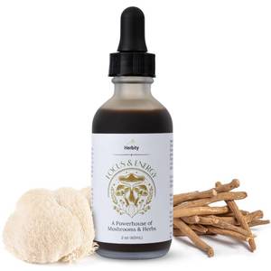 lot 6290 image: Herbity Focus & Energy Natural Mushroom Tincture - Adaptogenic Mushroom Drops & Organic Blend - Supplement for Immune Boost, Balance, Calm, Cognitive Support, and Stress (2oz)