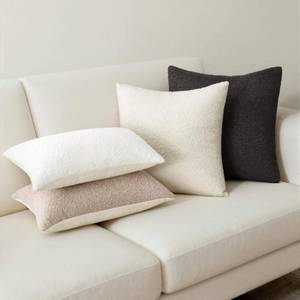 lot 6295 image: Neutral Grey Contrast Color Boucle Pillow Cover Set of 4 Complete Sofa Layering Set for One-Stop Shopping Modern Farmhouse & Neutral Chair Sofa Couch Bedding Room Decor (12x20x2,18x18,20x20)