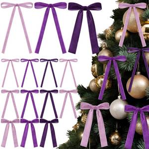 lot 6310 image: LOYIM 48 Pcs Velvet Christmas Wreath Bow Bulk Christma Velvet Bow Vintage Ribbon Bows Xmas Tree Bows for Christmas Autumn Garland Wedding Decoration 3 Size Width of 38 58 1 (3 Purple)