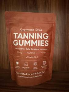lot 6333 image: KYZTMHC Savanna Skin Tanning Gummies, with Vitamin C & E, Astaxanthin, Beta Carotene & Lycopene Blend, Natural Looking Glow, Bronzing, Radiant Healthy Skin, Non-GMO, Vegan & Sugar-Free, 60 Gummies