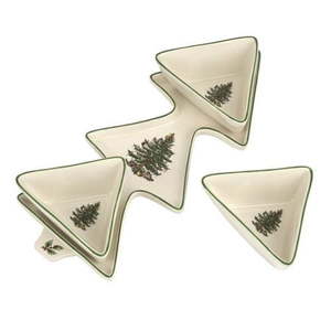 lot 6339 image: Spode Christmas Tree 4 Pc Set  Tree Platter with Dip Bowls