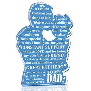lot 6348 image: DPKOW Fathers Day Gift from Daughter, Fathers Day Acrylic Keepsake Plaque for Desk Decor Office Home Decorations, Papa Stepdad Daddy Dad Gifts from Daughter, Dad Christmas Birthday Gifts Presents