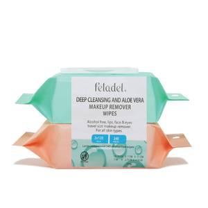 lot 6374 image: FELAD�L Makeup Remover Wipes Set 120pc Aloe Vera Face Makeup Wipe Plus 120pc Deep Cleaning Makeup Remover Wipe Easily Removes all difficult makeupes. 240pcs