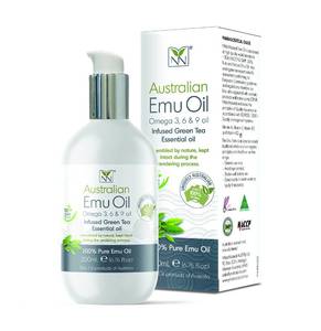 lot 6401 image: Y Not Natural Pure Emu Oil - Organic Moisture for Face, Body, Hair, Scalp & Nails - Rich in Omega 3-6-9, Vitamins & Essential Minerals - Australian Emu Oil (200ml) 6.76 fl oz - Green Tea