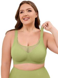 lot 6402 image: KORSIS Bra for Women Green 2XL Wireless Seamless No Underwire Push Up Full Coverage Adjustable Strap Comfortable Everyday Bralettes size 2XL