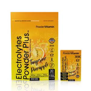 lot 6415 image: PowerVitamin Electrolytes Powder Packets - Tangerine Pineapple - Keto Electrolytes for Daily Energy - Hydration Powder with 1000mg Potassium, 120mg Magnesium, Zero Calories - 30 Hydration Packets