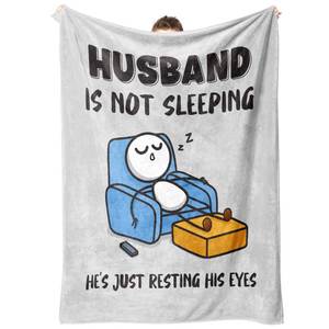 lot 6456 image: GoMelley Funny Birthday Gift for Husband - Husband is Not Sleeping Blanket