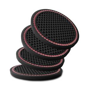 lot 10138 image: KULOLO Car Cup Holder Coaster 4 Pack - Non Slip & Shockproof,Flexible PVC Rubber Insert for CarTruckSUVVan (2.75x0.2) Universal Fit Auto Cup Holders Accessories (Diamond Cup Coaster Pink)