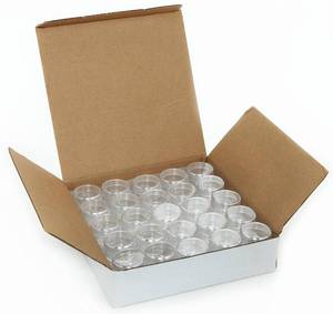 lot 14083 image: Vivaplex, 50, Clear, Empty, 5 Gram Plastic Pot Jars, Cosmetic Containers.
