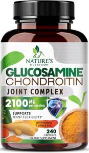 lot 14100 image: Natures Nutrition Glucosamine Chondroitin MSM Capsules - Triple Strength Joint Health Support Supplement with Turmeric & Boswellia - Joint Flexibility Support Easy to Swallow Capsules - 240 Count