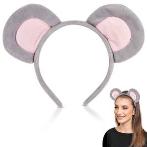 lot 14112 image: jayuwe Mouse Ear Headband, Fuzzy Animal Headband for Women Adults, Cute Grey Rat Ears Costume Accessories for Halloween Christmas Cosplay Costume Party Favors Supplies