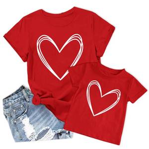 lot 14134 image: Mommy and Me Valentines Shirts for Women Heart Graphic T-Shirt Family Matching Outfits Valentine Gift Tee Tops (Mama-Red, X-Large)