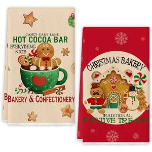 lot 14137 image: Flaircave Gingerbread Christmas Kitchen Towels Decorative Set Ginger Bread House Xmas Dish Towels Winter Holiday Decor Gingerbread Christmas Decorations for Home Party