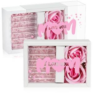 lot 14152 image: Yuntau Money Box for Cash Gift Money Gift Box for Cash with 2 Velvet Rose Flower 6 Acrylic Tubes for Mom Mother Anniversary Birthday(Pink, Love You Mom)