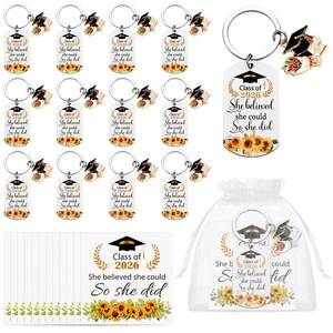 lot 14154 image: Liliaafar 12 Set 2026 Graduation Party Favors Graduation Keychain for Her Class of 2026 Gifts with Card and Organza for Women Middle High School Senior Masters Degree