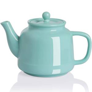 lot 19127 image: Sweejar 35 oz Porcelain Tea Pot, Teapot with Removable 188 Stainless Steel Infuser, Microwave & Dishwasher Safe Tea Maker, Tea Infuser Pots for Blooming loose Leaf Tea,Chrismas Women Gift (Turquoise) (NO LID)