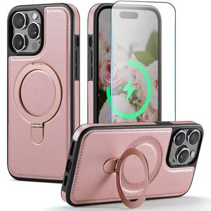 lot 20045 image: CHEEWADA for iPhone 13 Pro Case with Stand Compatible with Magsafe, RoseG