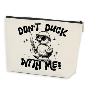 lot 20064 image: AOZHUO Funny Duck Pun Makeup Bag Sarcastic Animal Adult Humor Cosmetic Bag Novelty Gifts Funny Gifts for Women Duck Lovers Best Friends Bestie Sisters Christmas Birthday Gifts Travel Toiletry Bag