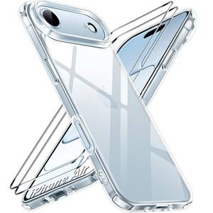 lot 20075 image: ivoler 3-in-1 Clear Case Designed for iPhone Air 6.5 2025 with 2 Pack Tempered Glass Screen Protector, Military Shockproof Hard Back Slim for iPhone 17 Air Cover - Clear