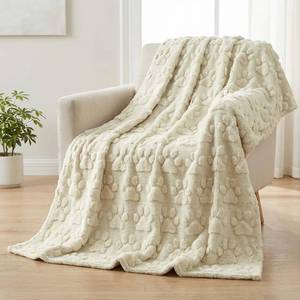 lot 20108 image: Horaldaily Dog Paws Blanket Throw, Beige Farmhouse Dog Paws Soft Fuzzy Plush Faux Fur Cozy Blankets for Couch Sofa Bed Lounging, Ideal Gifts for Kids Adults Wife Self, 50x60