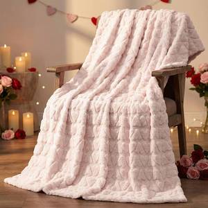 lot 20114 image: Horaldaily Valentine Blanket Throw, Pink Cute Love Heart Soft Fuzzy Plush Faux Fur Cozy Blankets for Couch Sofa Bed Lounging, Ideal Gifts for Kids Adults Wife Self, 50x60