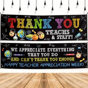 lot 20118 image: Thank You Teachers Banner 2pc Teacher Appreciation Week Backdrop Sign We Appreciate You Party Decor Thank You Teachers Decorations for School Classroom