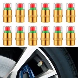lot 20124 image: 12PCS Car Tire Pressure Monitor Valve Stem Caps 3-Color Tire Pressure Caps Alarm Tires Indicator Sensor Indicator Universal Valve Stem Cap for Cars, SUVs, Trucks, Motorcycles, Bicycles