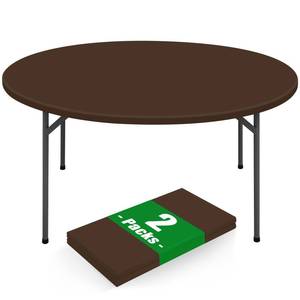 lot 20206 image: Moosfor Round Spandex Tablecloth 2 Pack, Elastic Fitted Waterproof Tablecloths for 36-44 Tables, Stretch Washable Picnic Table Cover for Camping, Dining, Indoor and Outdoor, Coffee