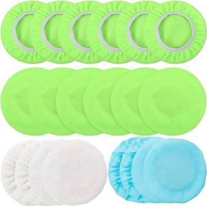 lot 20209 image: Mudder 20 Pieces Car Orbital Buffer Polisher Pad Bonnet Microfiber Max Bonnet Polishing Buffing Pad Cover (Fluorescent Green,7-8 Inches)