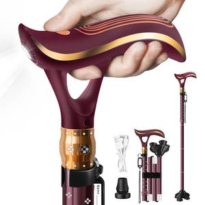 lot 20210 image: ispuoocti Folding Cane High-end Walking Cane for Men Women with Alarm&Light