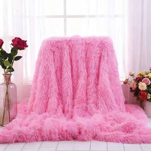 lot 20214 image: Plush Super Soft Blanket Bedding Sofa Cover Furry Fuzzy Fur Warm Throw Qulit Cozy Couch Blanket for Winter (Throw (51 x 63), Pink)