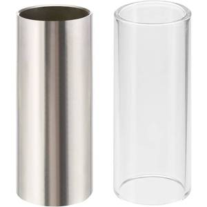 lot 20220 image: 2 Pieces Glass Slide and Stainless Steel Slide in Box for Guitar, Bass, Medium (6 cm)