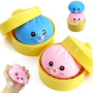 lot 20250 image: 2Pack Dumpling Squishies Set with Steamer, New Bubble-Blowing Squishies, Stretchy Fidget Sensory Squeeze Toy for Adults & Teens, Cute Desk Gift(BluePink)