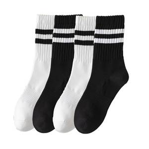 lot 20261 image: Ceoon 34 Pairs Striped Crew Socks Retro Tube Socks Vintage Slouch Socks for Women (Cotton, XR054-7)