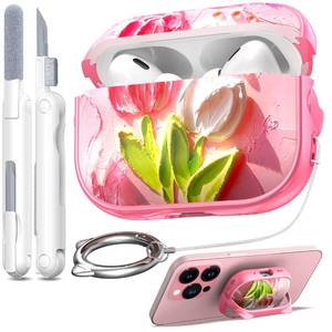 lot 20262 image: RFUNGUANGO AirPods Pro Case for Women Girly Cat Case Pink Tulip