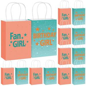 lot 20266 image: Yinder 24 Packs Show Women Paper Gift Bags Orange and Teal Party Supply Retro Glittery Bags with Handles Show Stage Themed Goodie Wraps for Concert Singer Fans Bachelorette Birthday Decoration