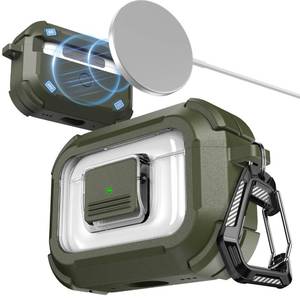 lot 20273 image: RFUNGUANGO for AirPods Pro 3 Case, Compatible with AirPods Pro 3 Generation Case (2025), Compatible with MagSafe, Magnetic Automatic Lock with Cleaner Kit and Keychain, Front LED Visible, Green