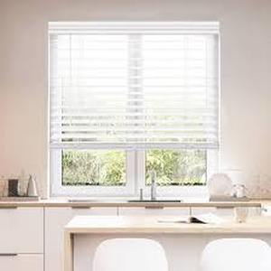 lot 1619 image: Cordless Faux wood blinds white