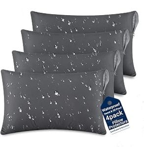 lot 2007 image: Zippered Waterproof Pillow Protector 4 Pack Standard