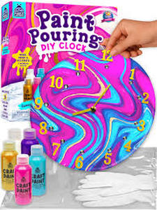 lot 3967 image: DIY Paint Pouring Clock Craft Kit