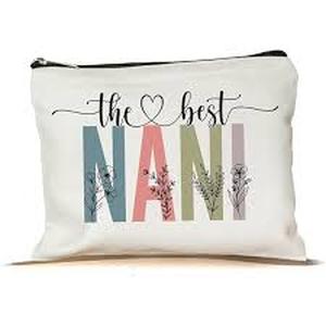 lot 4067 image: PTDShops The Best Nani Makeup Bag - Mothers Day Makeup Bag - Cute Nani Cosmetic Bag - Gift Birthday Nani Makeup Bag - Best Nani Cosmetic Bag - Gift Nani Zipper Makeup Bags Travel