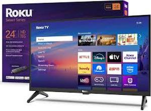 lot 5118 image: Roku Select Series 24R2D5 24 inch LCD TV with Remote screen cracked parts only no LPN